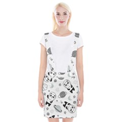 Panda Floating In Space And Star Braces Suspender Skirt by Wav3s