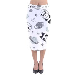 Panda Floating In Space And Star Velvet Midi Pencil Skirt by Wav3s