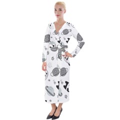 Panda Floating In Space And Star Velvet Maxi Wrap Dress by Wav3s