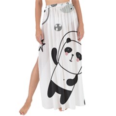 Panda Floating In Space And Star Maxi Chiffon Tie-up Sarong by Wav3s