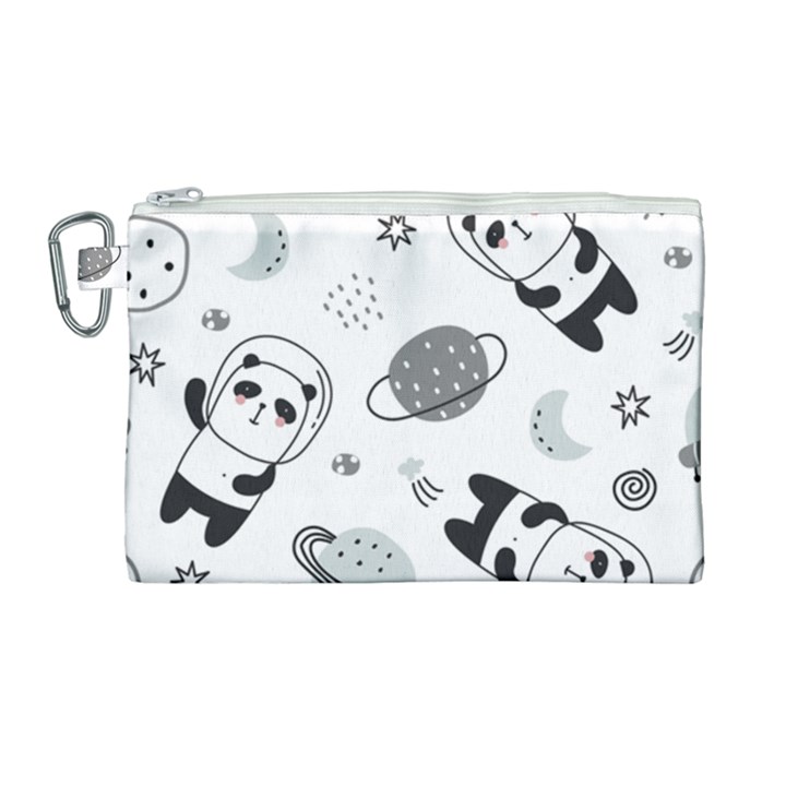 Panda Floating In Space And Star Canvas Cosmetic Bag (Large)