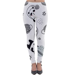 Panda Floating In Space And Star Lightweight Velour Leggings by Wav3s