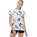 Panda Floating In Space And Star Ruffle Collar Chiffon Blouse View1