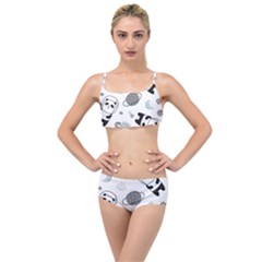 Panda Floating In Space And Star Layered Top Bikini Set by Wav3s