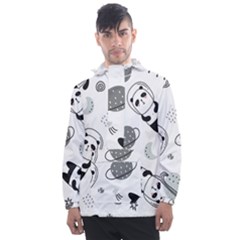 Panda Floating In Space And Star Men s Front Pocket Pullover Windbreaker by Wav3s