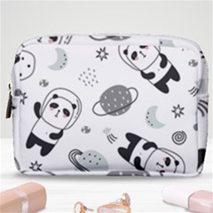 Panda Floating In Space And Star Make Up Pouch (medium) by Wav3s