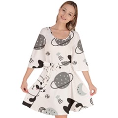 Panda Floating In Space And Star Velour Kimono Dress by Wav3s