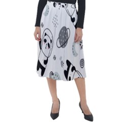 Panda Floating In Space And Star Classic Velour Midi Skirt  by Wav3s