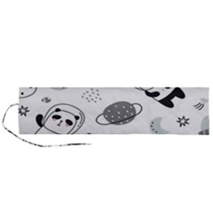 Panda Floating In Space And Star Roll Up Canvas Pencil Holder (l)