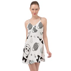 Panda Floating In Space And Star Summer Time Chiffon Dress by Wav3s