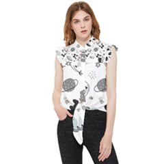 Panda Floating In Space And Star Frill Detail Shirt by Wav3s