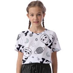 Panda Floating In Space And Star Kids  Basic Tee by Wav3s