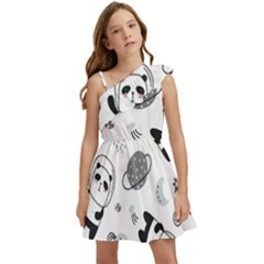 Panda Floating In Space And Star Kids  One Shoulder Party Dress by Wav3s