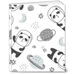 Panda Floating In Space And Star 8  X 10  Hardcover Notebook by Wav3s