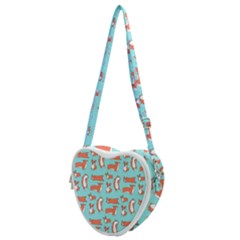 Corgis On Teal Heart Shoulder Bag