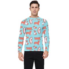 Corgis On Teal Men s Long Sleeve Rash Guard by Wav3s