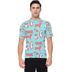 Corgis On Teal Men s Short Sleeve Rash Guard by Wav3s