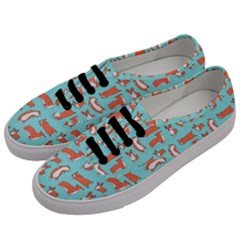 Corgis On Teal Men s Classic Low Top Sneakers by Wav3s