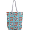 Corgis On Teal Full Print Rope Handle Tote (Small) View2