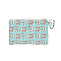 Corgis On Teal Canvas Cosmetic Bag (Small) View2