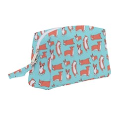 Corgis On Teal Wristlet Pouch Bag (medium) by Wav3s