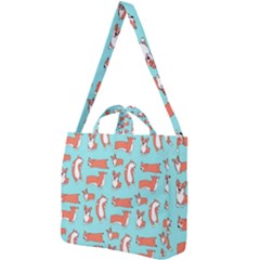 Corgis On Teal Square Shoulder Tote Bag by Wav3s