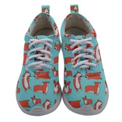 Corgis On Teal Women Athletic Shoes by Wav3s