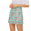 Corgis On Teal Mini Front Wrap Skirt View2