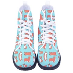 Corgis On Teal Men s High-top Canvas Sneakers