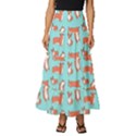 Corgis On Teal Tiered Ruffle Maxi Skirt View1