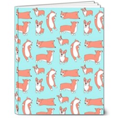 Corgis On Teal 8  X 10  Softcover Notebook