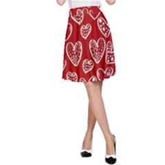 Vector Seamless Pattern Of Hearts With Valentine s Day A-line Skirt by Wav3s