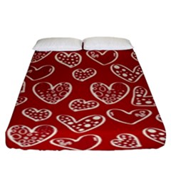 Vector Seamless Pattern Of Hearts With Valentine s Day Fitted Sheet (king Size) by Wav3s