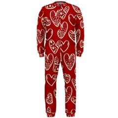 Vector Seamless Pattern Of Hearts With Valentine s Day Onepiece Jumpsuit (men)