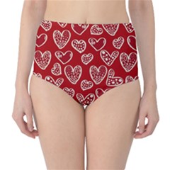 Vector Seamless Pattern Of Hearts With Valentine s Day Classic High-waist Bikini Bottoms by Wav3s