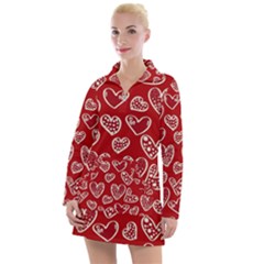 Vector Seamless Pattern Of Hearts With Valentine s Day Women s Long Sleeve Casual Dress by Wav3s