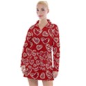 Vector Seamless Pattern Of Hearts With Valentine s Day Women s Long Sleeve Casual Dress View1