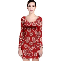 Vector Seamless Pattern Of Hearts With Valentine s Day Long Sleeve Velvet Bodycon Dress by Wav3s