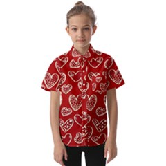 Vector Seamless Pattern Of Hearts With Valentine s Day Kids  Short Sleeve Shirt