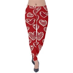 Vector Seamless Pattern Of Hearts With Valentine s Day Velvet Leggings by Wav3s