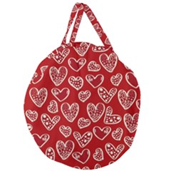 Vector Seamless Pattern Of Hearts With Valentine s Day Giant Round Zipper Tote by Wav3s