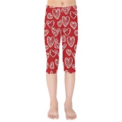 Vector Seamless Pattern Of Hearts With Valentine s Day Kids  Capri Leggings 