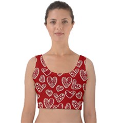 Vector Seamless Pattern Of Hearts With Valentine s Day Velvet Crop Top by Wav3s