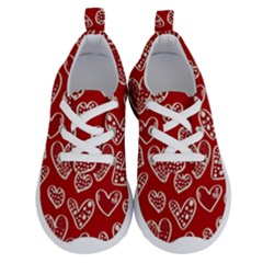 Vector Seamless Pattern Of Hearts With Valentine s Day Running Shoes