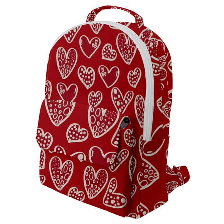 Vector Seamless Pattern Of Hearts With Valentine s Day Flap Pocket Backpack (Small)