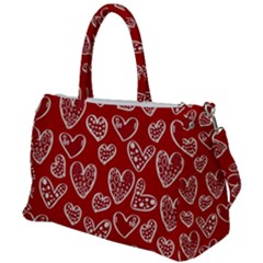 Vector Seamless Pattern Of Hearts With Valentine s Day Duffel Travel Bag