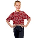 Vector Seamless Pattern Of Hearts With Valentine s Day Kids Mock Neck Tee View1