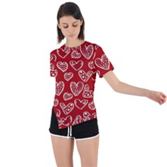 Vector Seamless Pattern Of Hearts With Valentine s Day Asymmetrical Short Sleeve Sports Tee by Wav3s