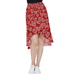 Vector Seamless Pattern Of Hearts With Valentine s Day Frill Hi Low Chiffon Skirt by Wav3s