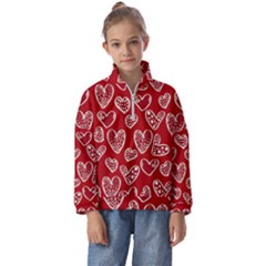 Vector Seamless Pattern Of Hearts With Valentine s Day Kids  Half Zip Hoodie